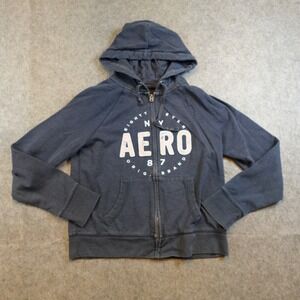 Aeropostale Hoodie Women Large Blue Full Zip Y2K 90s 2000s